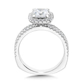Princess-Cut Split Shank Diamond Halo Engagement Ring